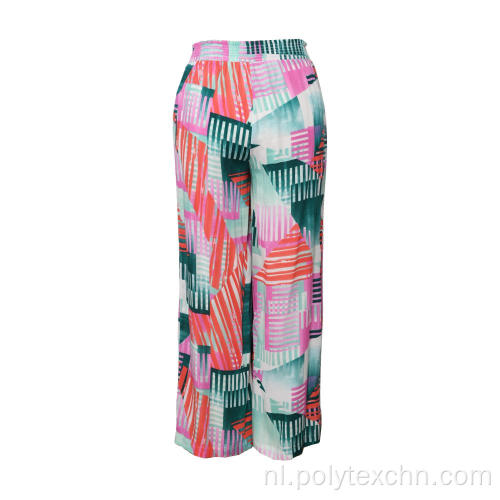 Dames populaire kleurrijke rechte broek met geometrische print